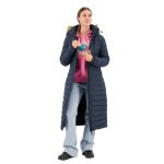 Superdry fuji hooded longline puffer veste nordic chrome navy 36 femme