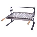 Support barbecue avec grille et r�cup�rateur de graisse en inox coloris gris - 50 x 41 x 42 cm