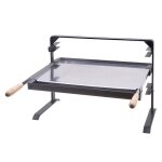 Support barbecue avec grille et r�cup�rateur de graisse en inox coloris gris - 50x 41 x 42 cm