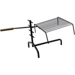 Support crémaillère avec grille pvm - hauteur 36 cm - acier noir et manche en bois Support crémaillère avec grille pvm - hauteur 36 cm - acier noir et manche en bois