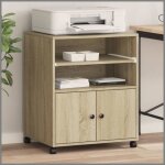 Support dimprimante - v bestlife - chne sonoma - 60x48x74 cm - 4 roulettes - bureau contemporain