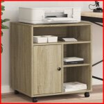 Support dimprimante - v bestlife - chne sonoma - 60x50x67 cm - 4 roulettes - bureau contemporain