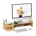 Relaxdays support dcran en bambou 5 tiroirs rhausseur dcran dordinateur / laptop hxlxp : 13 x 70 x ...