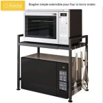 Support extensible pour four � micro - ondes kedia en acier au carbone noir - 40 / 64 * 45 * 36. 5cm