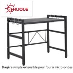 Support four micro - ondes huole en acier au carbone avec �tag�re extensible - noir