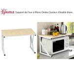 Support de four � micro - ondes - huole - meuble de rangement cuisine � 1 niveau - couleur d�rable blanc ...