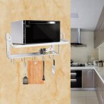 Support de four  micro - ondes mural - sonew - aluminium spatial - double couche - crochets multiples ...