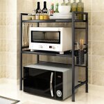 Support de micro - ondes double Étagère - ohmg - extensible + crochet - acier au carbone noir Support de micro - ondes double Étagère - ohmg - extensible + crochet - acier au carbone noir