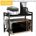 Support de micro - ondes extensible kedia - noir - acier au carbone - largeur �volutive 64cm