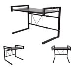 Support � micro - ondes extensible noir - mengda - capacit� 25kg - 65x36x42cm