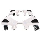 Support mobile pour lave - linge ohmg - r�glable 47 - 69cm - 4 poteaux 4 roues - acier inoxydable - blanc ...