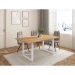 Support - pieds en u - bois massif pour plateau de table - laqu blanc - 70x71cm rf952