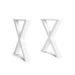 Support - pieds en x - bois massif pour plateau de table - laqu blanc - 72x72cm rf960