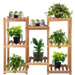 Support pour plante - springos - escalier de fleurs en bois de bambou - 5 niveaux - jardin terrasse balcon ...