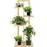 Support pour plante - springos - escalier de fleurs en bois de bambou 5 niveaux - marron - campagne