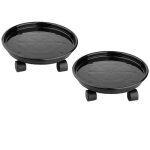 Support pour plantes - surenhap - plateau rond en résine - 2 roulettes - diamètre 30 / 25 cm - noir Support pour plantes - surenhap - plateau rond en résine - 2 roulettes - diamètre 30 / 25 cm - noir