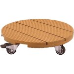 Support de pot � roulettes - nature - wpc h75 x �30 cm - 4 roulettes - bois
