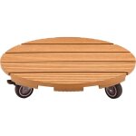 Support de pot � roulettes - nature - wpc - h86 x �38 cm - 4 roulettes - bois