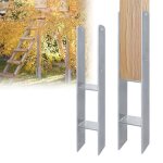 Support de poteau en h - liliin - galvanis  chaud - 600 mm - lot de 2 - acier gris