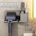 Support de s�che - cheveux mont� sur le mur sans perceuse - gris organiseur multifonction pour salle ...