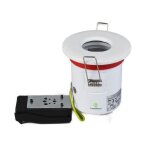 Support de spot bbc etanche ip65 blanc 87mm avec douille gu10 automatique ref. 830w recouvrement 87mm ...