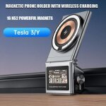 Support t�l�phone voiture - mioloe - tesla model 3 / model y - chargement sans fil 15w - ajustable - ...