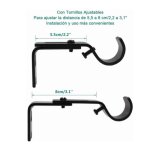 Supports de tringle  rideau rglables - qiilu - 3 pices - fer durable - longueur ajustable - couleur ...