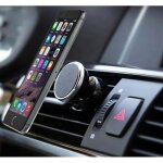 Support voiture magntique pour smartphone aimant noir ventilateur universel 360 rotatif