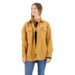 Surchemise en denim superdry - caramel brown - femme - coupe ample - manches longues - col chemise