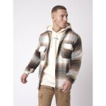 Surchemise unisexe motif gros carreaux type chevron - project x paris - mixte - beige - loose - manches ...