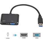 Surenhap cble adaptateur 2 en 1 usb vers hdmi + vga 1080p pour xp windows 7 / 8 / 10