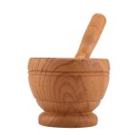 Ensemble de pilon de mortier surenhap - broyeur � ail manuel en plastique - style de grain de bois