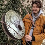 Surenhap grand tambour chaman en bois avec maillet - dcoration musicale faite main