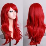 Perruque longue ondule rouge - surenhap - universelle - respirante - douce - beaut