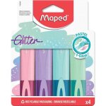 Surligneur - maped - fluo peps glitter pastel - Étui de 4 - pointe biseautée - encre scintillante Surligneur - maped - fluo peps glitter pastel - Étui de 4 - pointe biseautée - encre scintillante