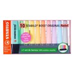 Surligneurs - stabilo boss original - 10 couleurs pastel - set de bureau
