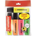 Surligneur - stabilo - boss original - ecopack de 5 - pointe biseaute - encre rechargeable