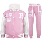 Survtement baseball amricain enfant - r fashion - veste bouton - pression - joggers ajustables - rose ...