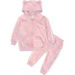 Surv�tement b�b� fille - amzbarley - sweat capuche + pantalon - rose - respirant
