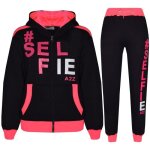 Survtement  capuche pour filles avec impression selfie - multisport - 5 - 14 ans - noir & rose fluo ...