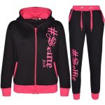 Surv�tement � capuche pour filles avec impression selfie - noir & rose - manches longues - multisport ...