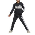 Survtement enfant - adidas - tiberio 3 stripes - fleece - noir - manches longues