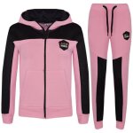 Surv�tement enfant fille � capuche et bas jogging - b�b� rose & noir - manches longues