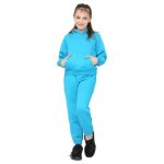 Surv�tement enfant fille � capuche haut et bas jogging - bleu aqua - manches longues