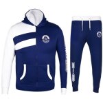 Survtement enfant garon hnl designer - haut et bas zipp - manches longues - bleu indigo & blanc