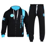 Surv�tement enfant unisexe hnl projection noir & bleu - � capuche haut et bas jogging costume 2 - 13 ...