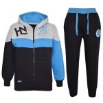 Surv�tement enfant unisexe hnl projection noir & bleu - manches longues - � capuche - jogging costume ...