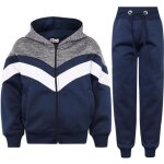 Surv�tement enfant unisexe polaire � panneaux contrastants marin - haut et bas jogging costume 5 - 13 ...
