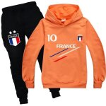 Survtement de football france 2 toiles garon - orange - manches longues - tailles 100  170