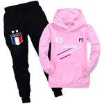 Surv�tement de football france 2 �toiles pour gar�on - rose - manches longues - tailles 100 � 170